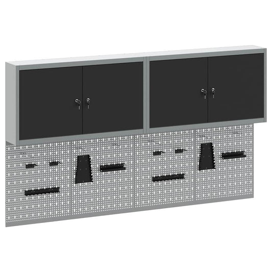 Werkzeugschrank und Pegboard Set mit Regal 6 pcs Schwarz