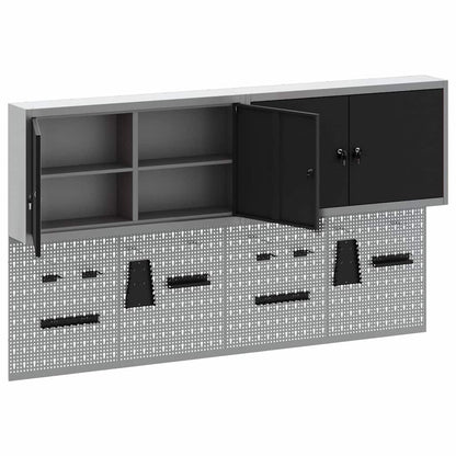 Werkzeugschrank und Pegboard Set mit Regal 6 pcs Schwarz