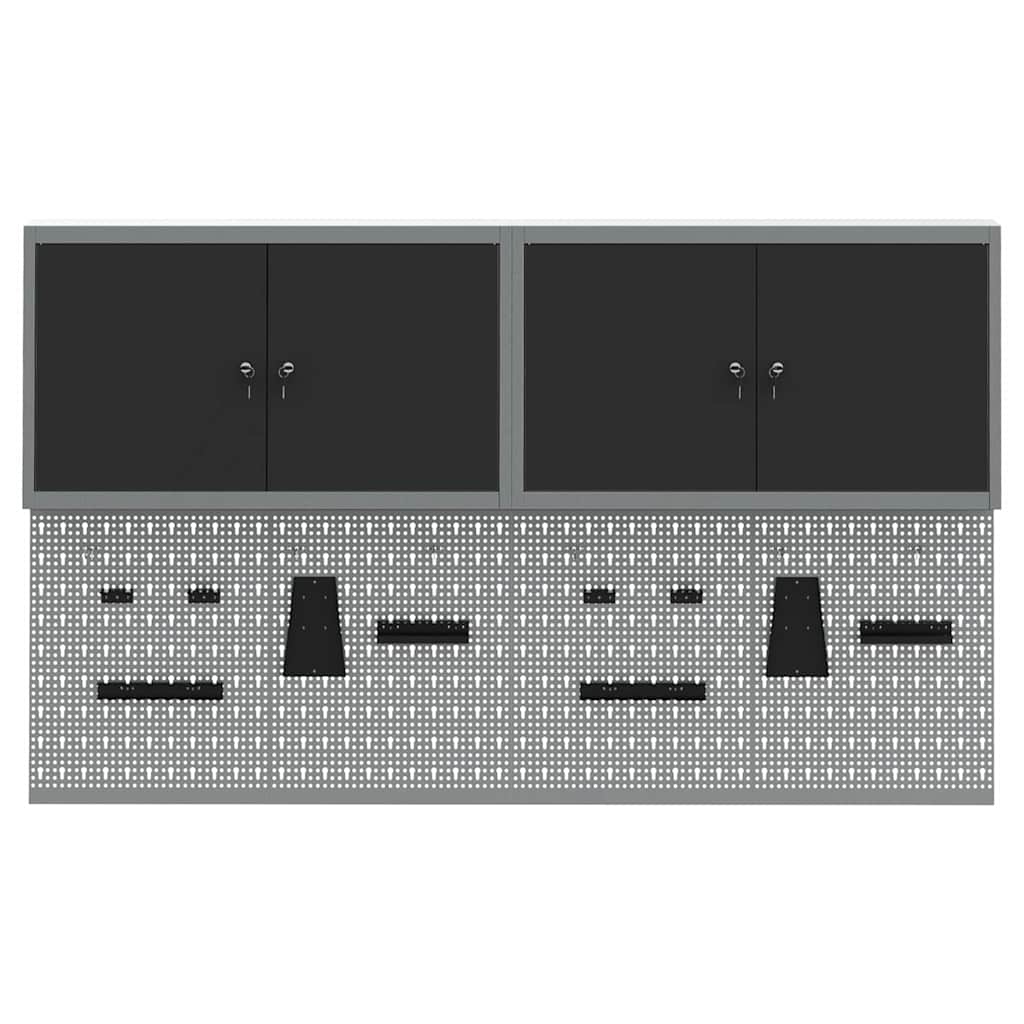 Werkzeugschrank und Pegboard Set mit Regal 6 pcs Schwarz