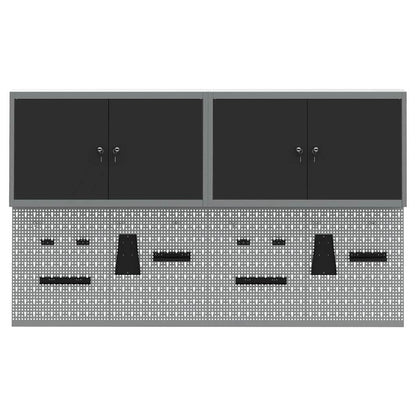Werkzeugschrank und Pegboard Set mit Regal 6 pcs Schwarz