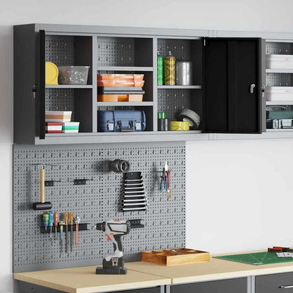 Werkzeugschrank und Pegboard Set mit Regal 3 pcs Schwarz