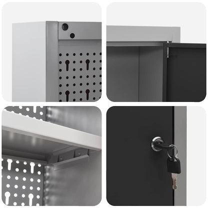 Werkzeugschrank und Pegboard Set mit Regal 6 pcs Schwarz