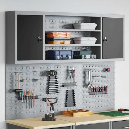 Werkzeugschrank und Pegboard Set mit Regal 6 pcs Schwarz