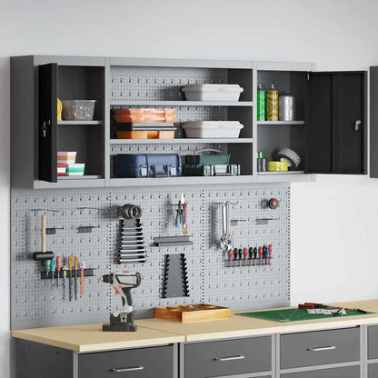 Werkzeugschrank und Pegboard Set mit Regal 6 pcs Schwarz