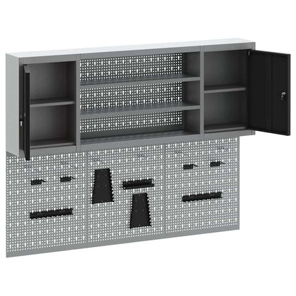 Werkzeugschrank und Pegboard Set mit Regal 6 pcs Schwarz