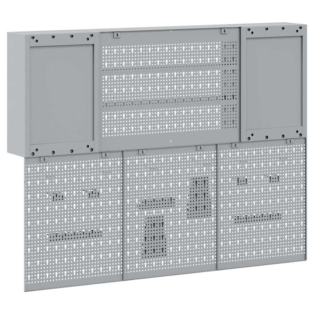 Werkzeugschrank und Pegboard Set mit Regal 6 pcs Schwarz