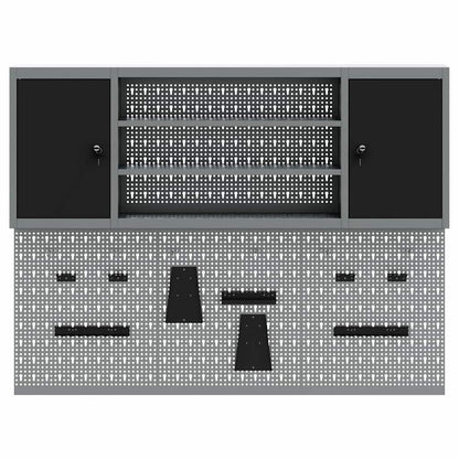 Werkzeugschrank und Pegboard Set mit Regal 6 pcs Schwarz