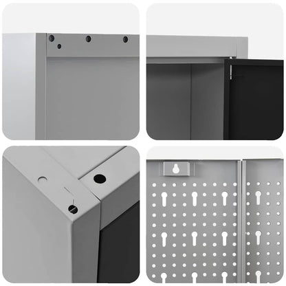 Werkbank mit Schubladen 5 pcs Schwarz 100 x 55 x 200 cm Stahl