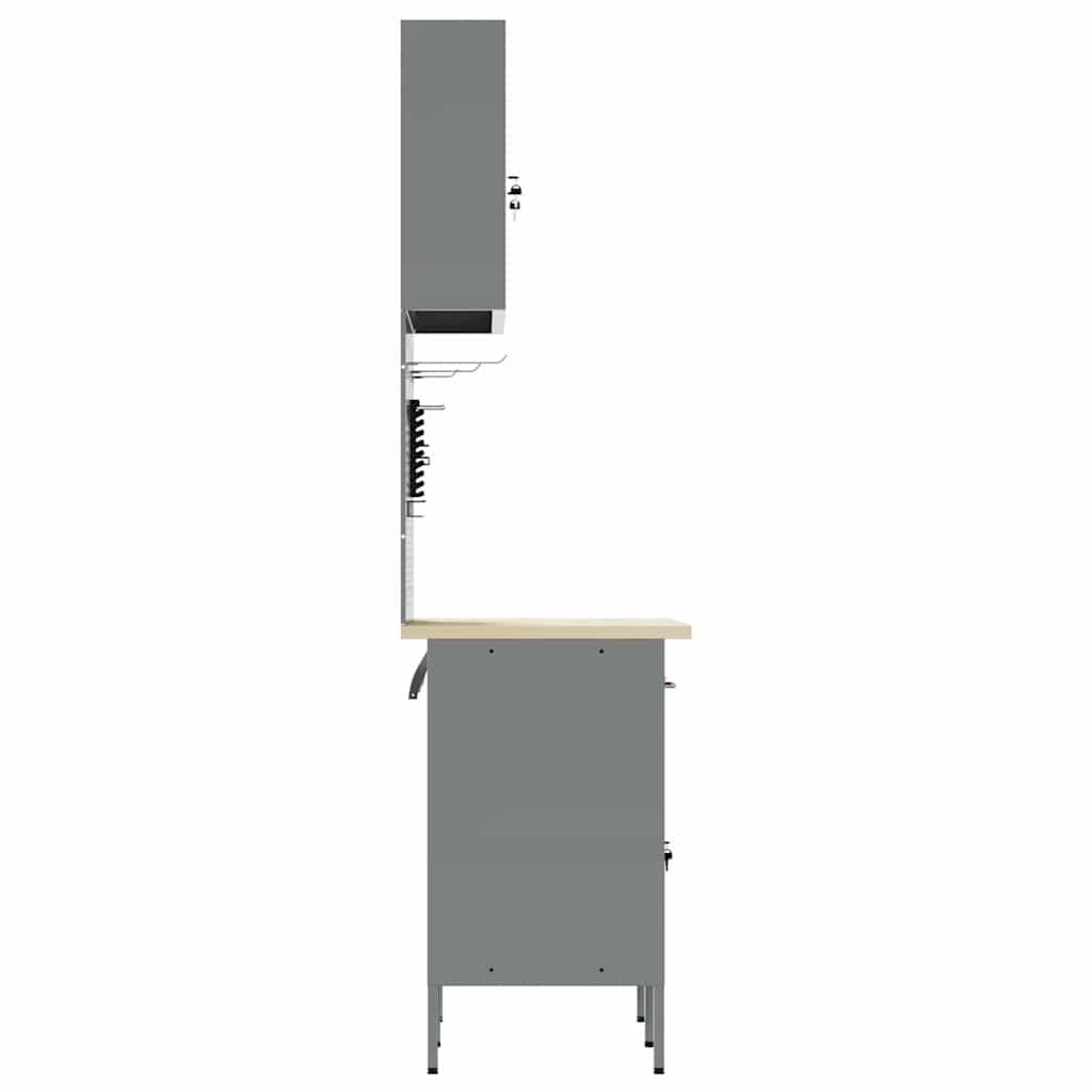 Werkbank mit Schubladen 5 pcs Schwarz 100 x 55 x 200 cm Stahl