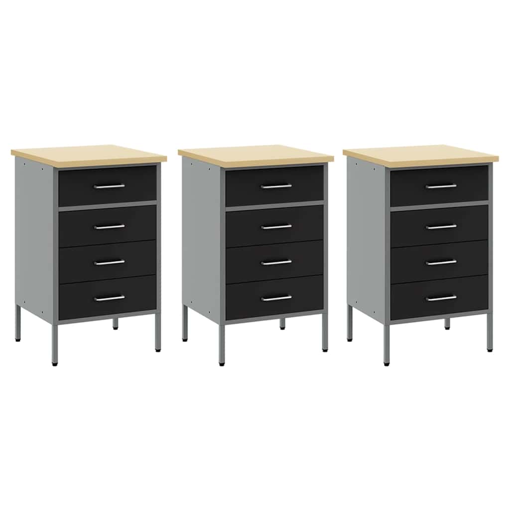Werkbank mit Schubladen 8 pcs Schwarz 150 x 55 x 200 cm Stahl