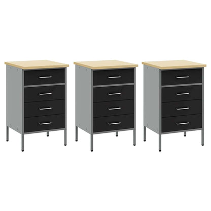 Werkbank mit Schubladen 8 pcs Schwarz 150 x 55 x 200 cm Stahl