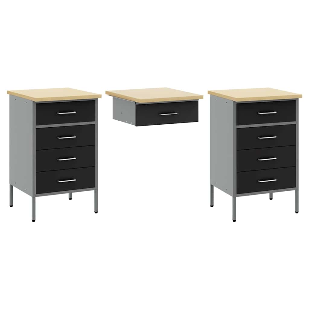 Werkbank mit Schubladen 8 pcs Schwarz 150 x 55 x 200 cm
