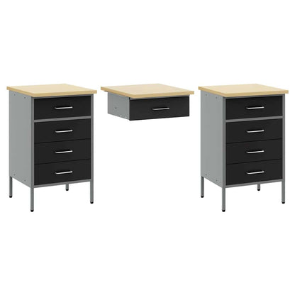 Werkbank mit Schubladen 8 pcs Schwarz 150 x 55 x 200 cm