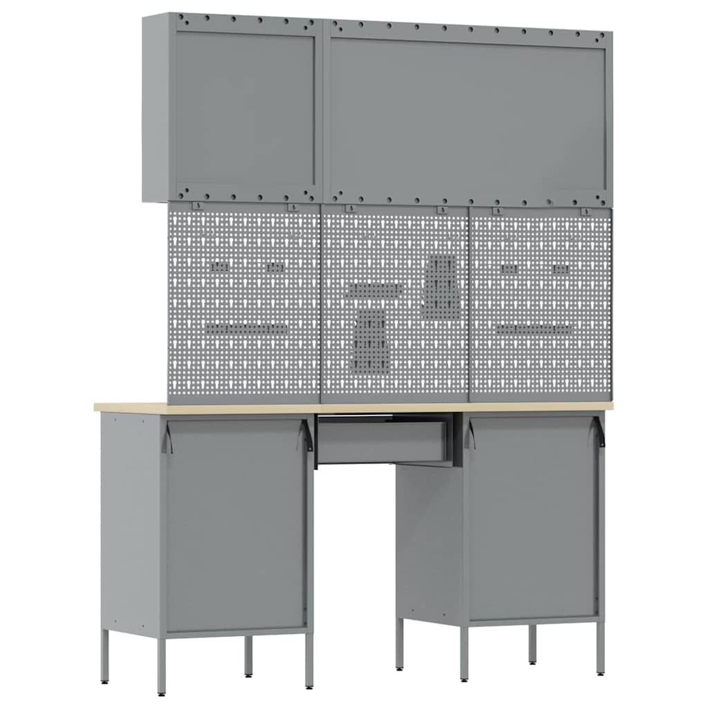 Werkbank mit Schubladen 8 pcs Schwarz 150 x 55 x 200 cm