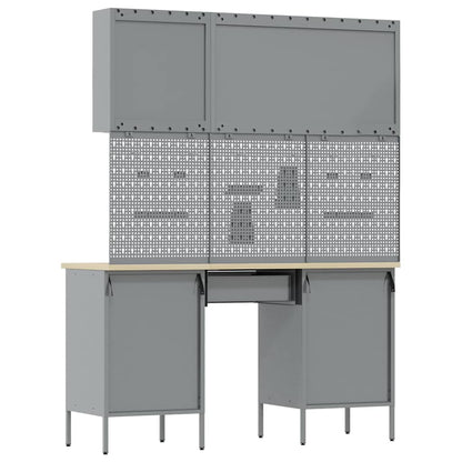 Werkbank mit Schubladen 8 pcs Schwarz 150 x 55 x 200 cm