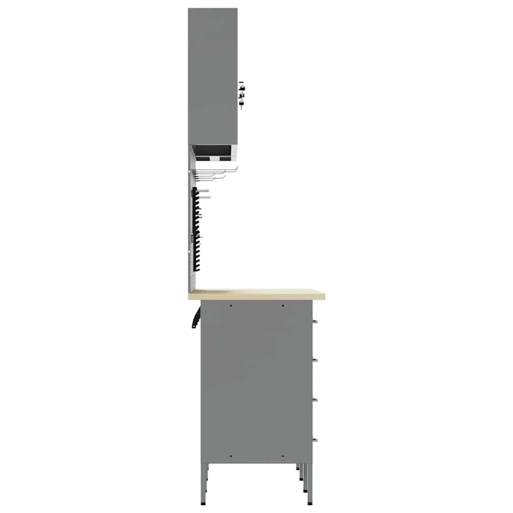 Werkbank mit Schubladen 8 pcs Schwarz 150 x 55 x 200 cm