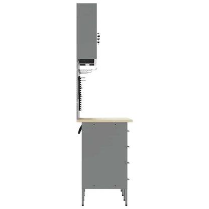 Werkbank mit Schubladen 8 pcs Schwarz 150 x 55 x 200 cm
