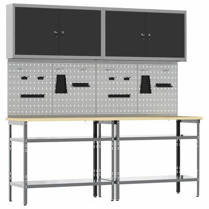 Werkbank-Set mit Regal 8 pcs Grau 200 x 55 x 200 cm Stahl
