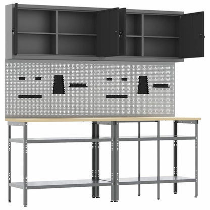 Werkbank-Set mit Regal 8 pcs Grau 200 x 55 x 200 cm Stahl
