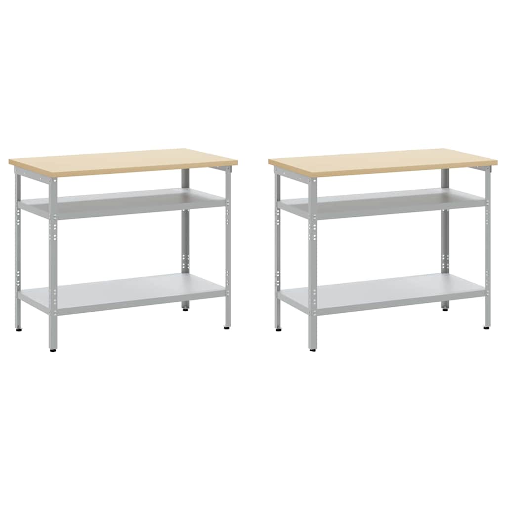 Werkbank-Set mit Regal 8 pcs Grau 200 x 55 x 200 cm Stahl