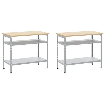 Werkbank-Set mit Regal 8 pcs Grau 200 x 55 x 200 cm Stahl