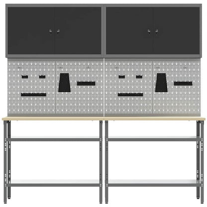 Werkbank-Set mit Regal 8 pcs Grau 200 x 55 x 200 cm Stahl