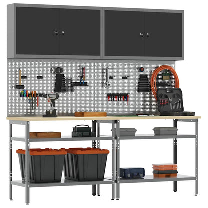 Werkbank-Set mit Regal 8 pcs Grau 200 x 55 x 200 cm Stahl