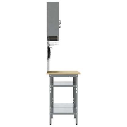 Werkbank-Set mit Regal mit Speicher 8 pcs Grau Stahl