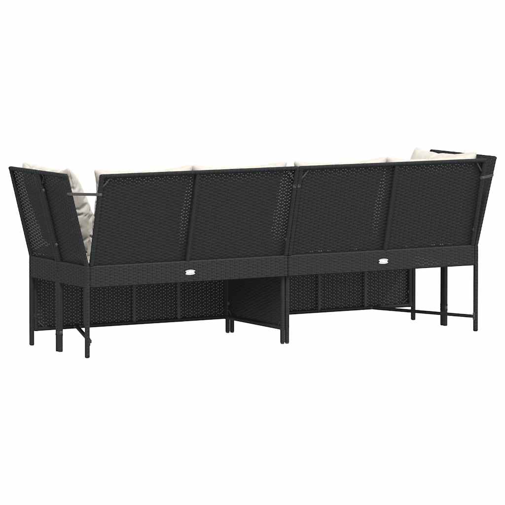 Gartensofa mit Kissen Schwarz Poly Rattan