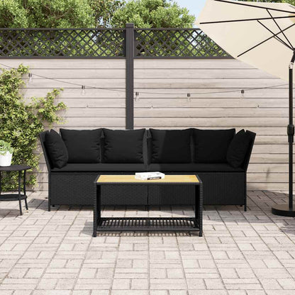 Havesofa med puder Sort polyrattan