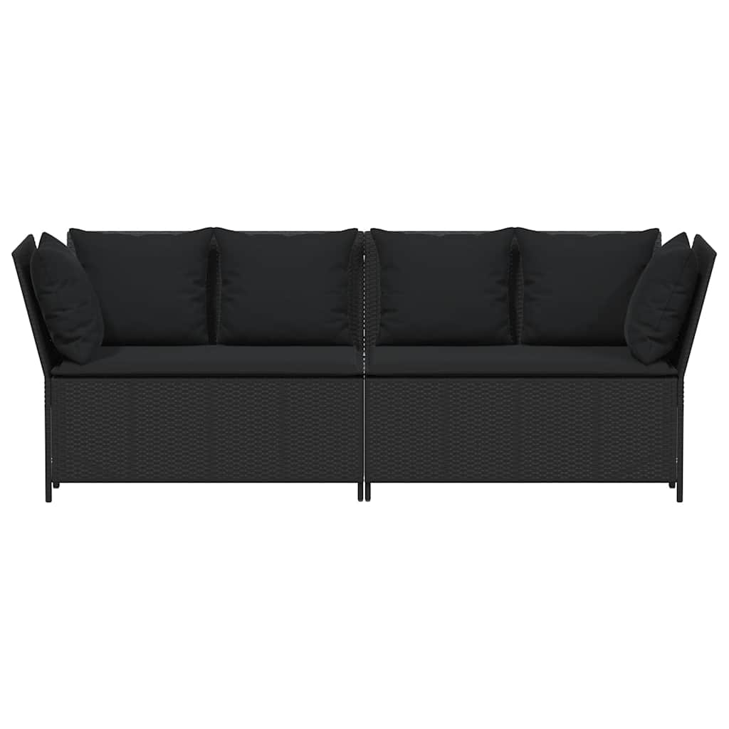 Havesofa med puder Sort polyrattan