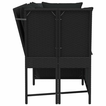 Havesofa med puder Sort polyrattan