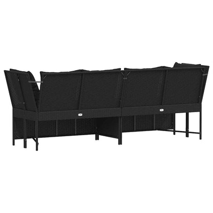 Havesofa med puder Sort polyrattan