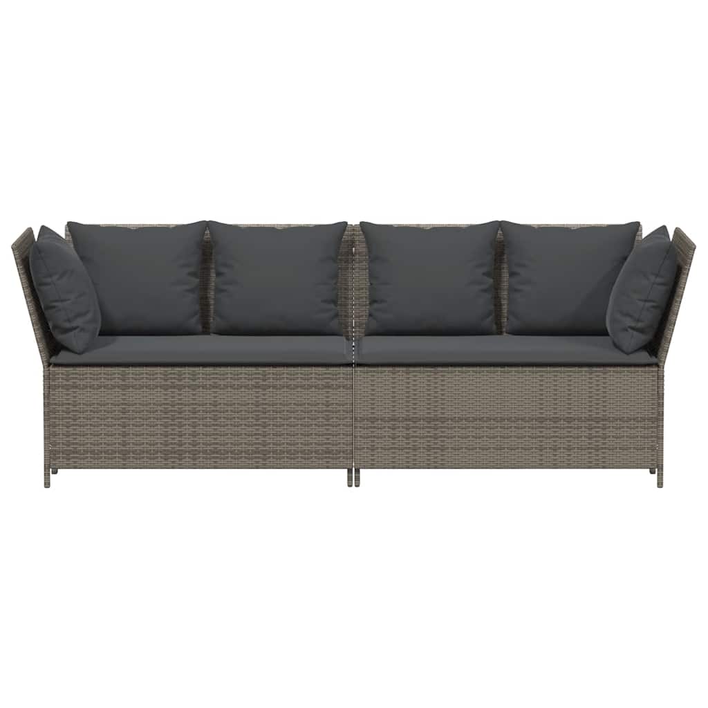 Gartensofa mit Kissen Grau Poly Rattan