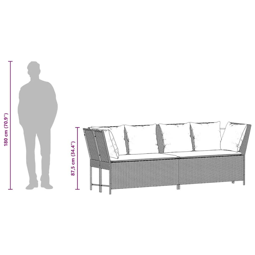 Gartensofa mit Kissen Beige Poly Rattan