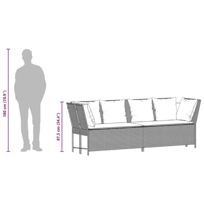 Gartensofa mit Kissen Beige Poly Rattan