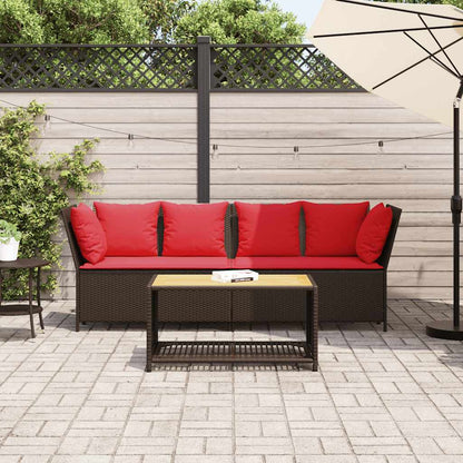 Gartensofa mit Kissen Braun Poly Rattan