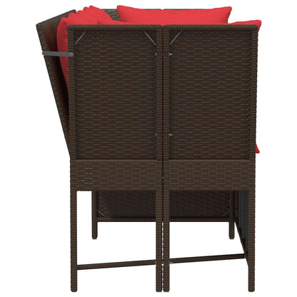 Gartensofa mit Kissen Braun Poly Rattan