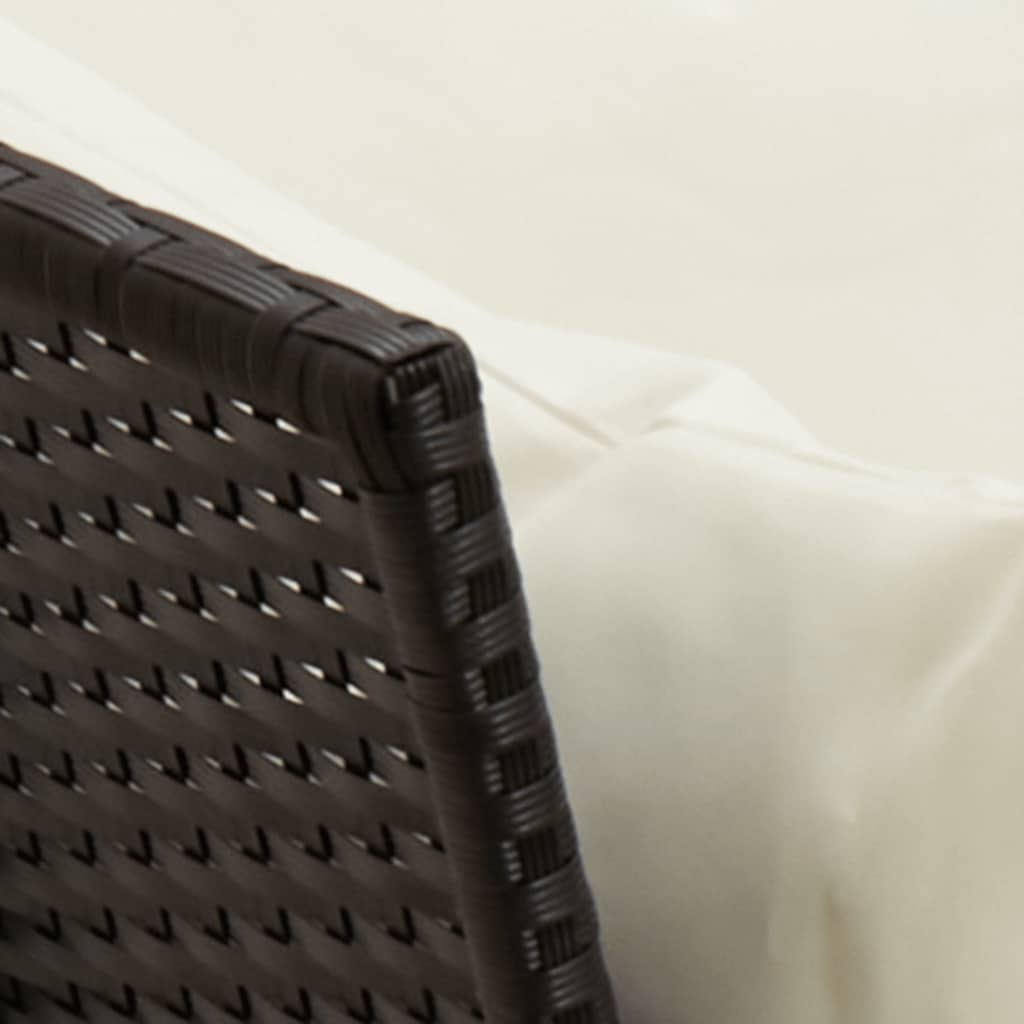 4-tlg. Garten-Essgruppe mit Kissen Schwarz Poly Rattan