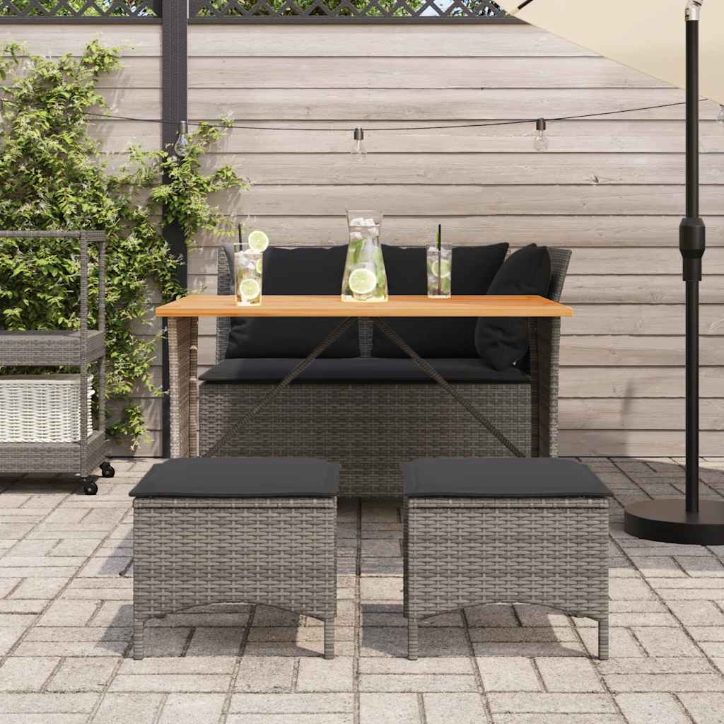 4-tlg. Garten-Essgruppe mit Kissen Grau Poly Rattan