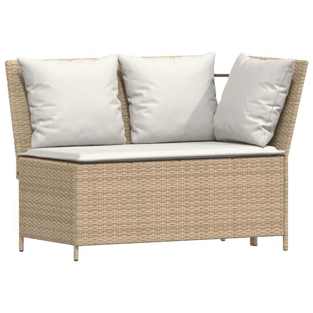 4-tlg. Garten-Essgruppe mit Kissen Beige Poly Rattan