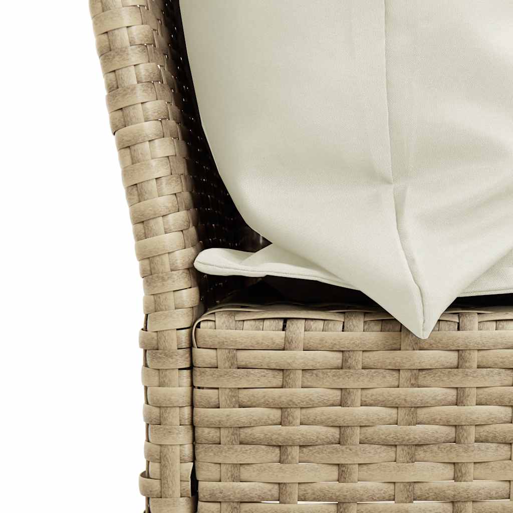 4-tlg. Garten-Essgruppe mit Kissen Beige Poly Rattan