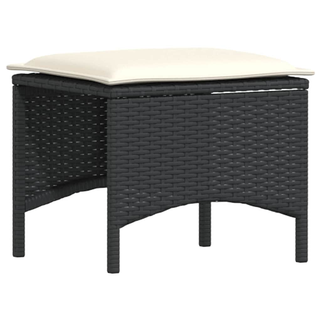 3-tlg. Garten-Essgruppe mit Kissen Schwarz Poly Rattan