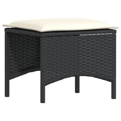 3-tlg. Garten-Essgruppe mit Kissen Schwarz Poly Rattan