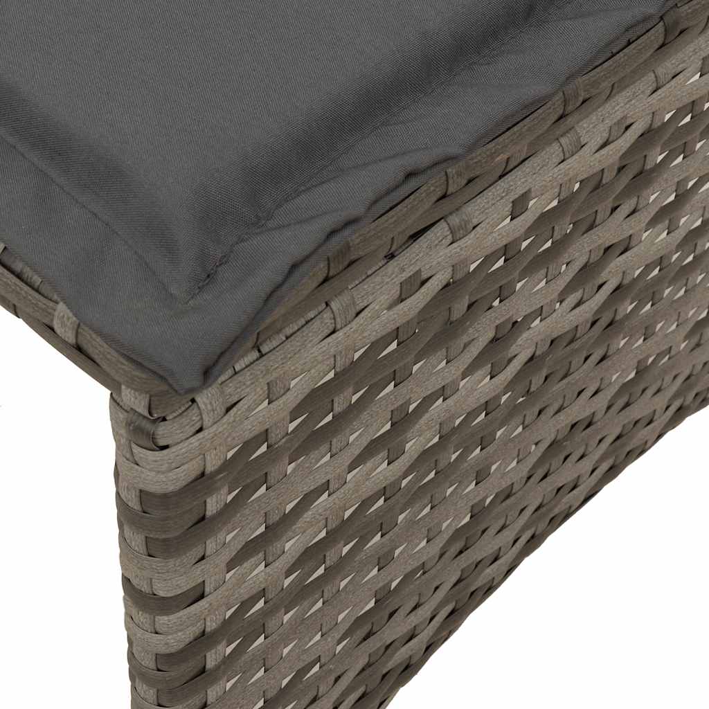 3-tlg. Garten-Essgruppe mit Kissen Grau Poly Rattan