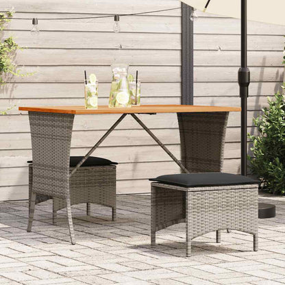 3-tlg. Garten-Essgruppe mit Kissen Grau Poly Rattan