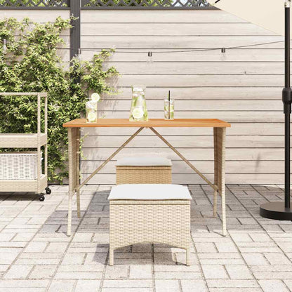 3-tlg. Garten-Essgruppe mit Kissen Beige Poly Rattan