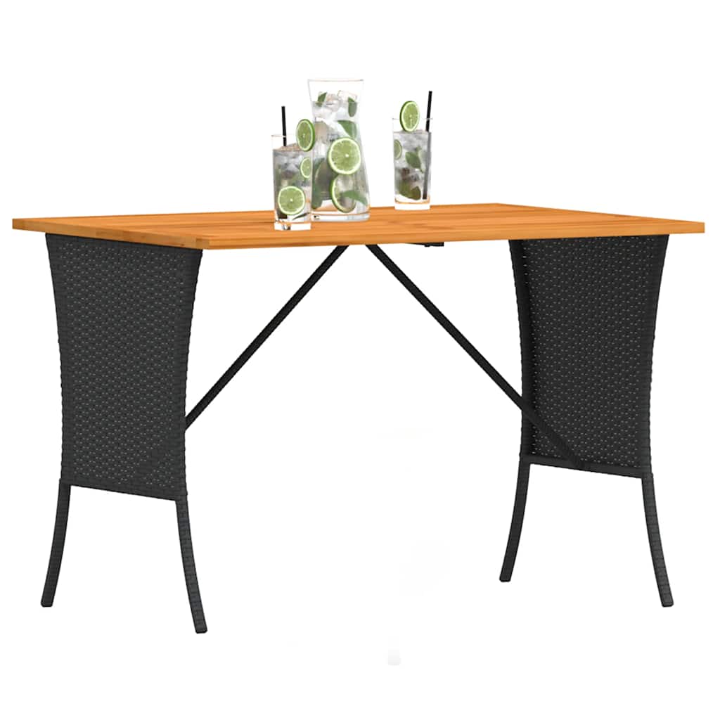 Gartentisch mit Akazienholzplatte 105x75x72 cm Poly Rattan