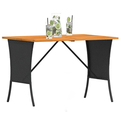 Gartentisch mit Akazienholzplatte 105x75x72 cm Poly Rattan