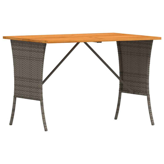 Gartentisch mit Akazienholzplatte Grau 105x75x72cm Poly Rattan